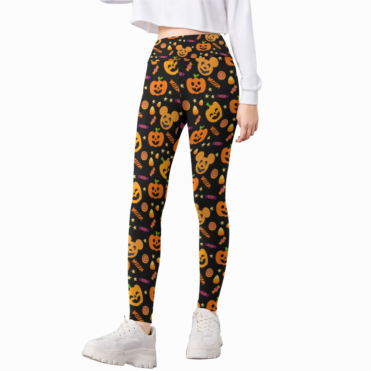 Cheerful Pumpkin Mouse Halloween - Kid's Leggings
