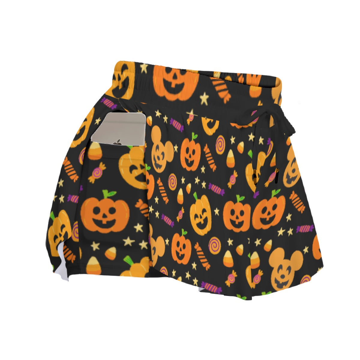 Cheerful Pumpkin Mouse Halloween - Women's Flowy Pocket Shorts