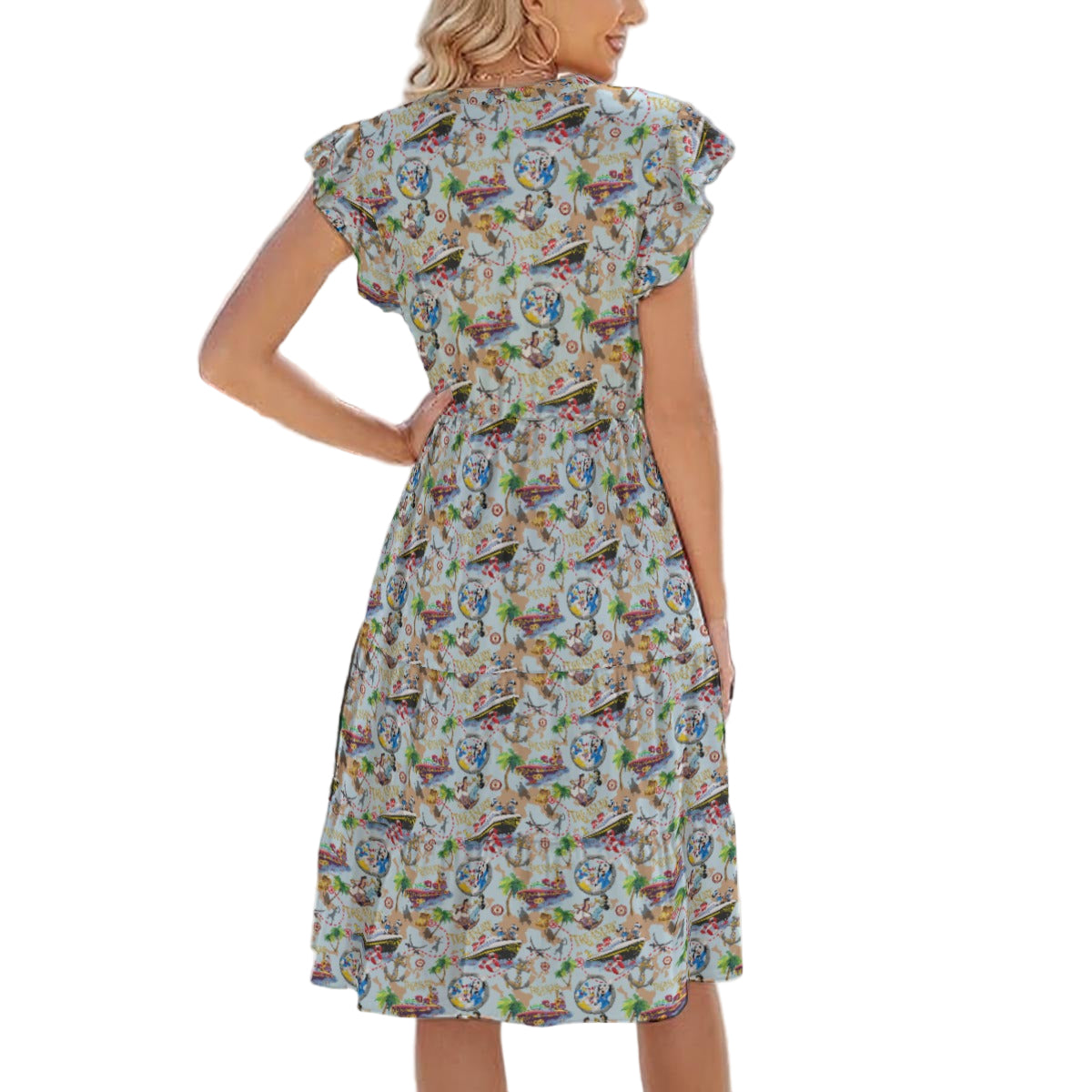 Treasure Voyage Cruise - Women's Tiered Pocket Midi Dress