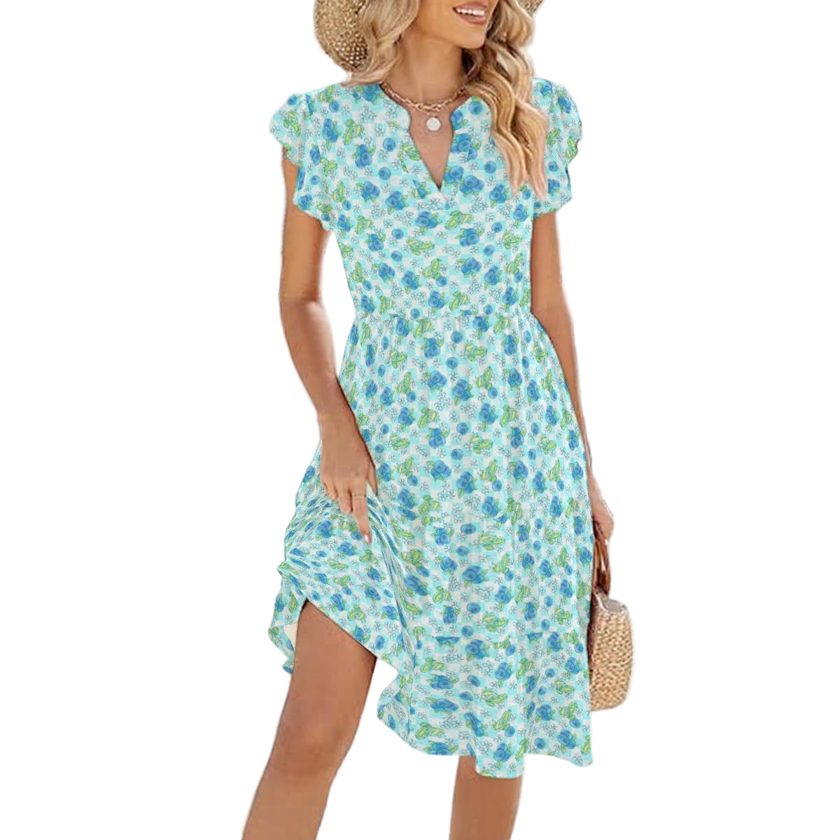 Summer Fruits - Blueberry - Women's Tiered Pocket Midi Dress