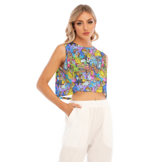 Enchanted Tale Storybook Scenes - Women’s Sleeveless Cropped Tee