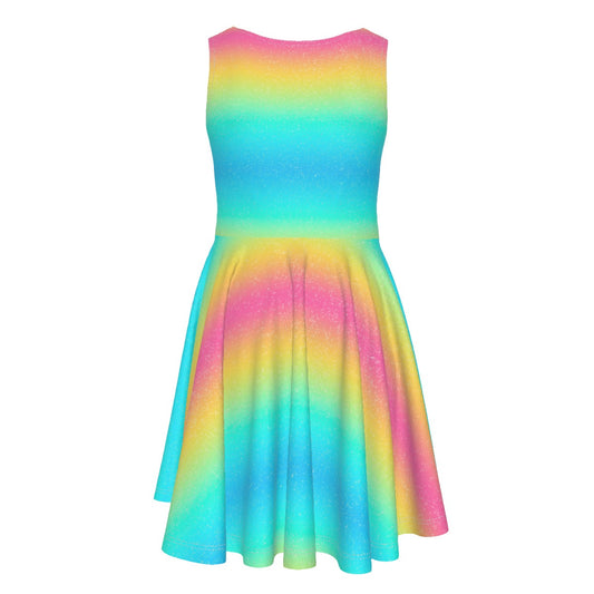 Rainbow Ombre - Kid's Sleeveless Skater Dress