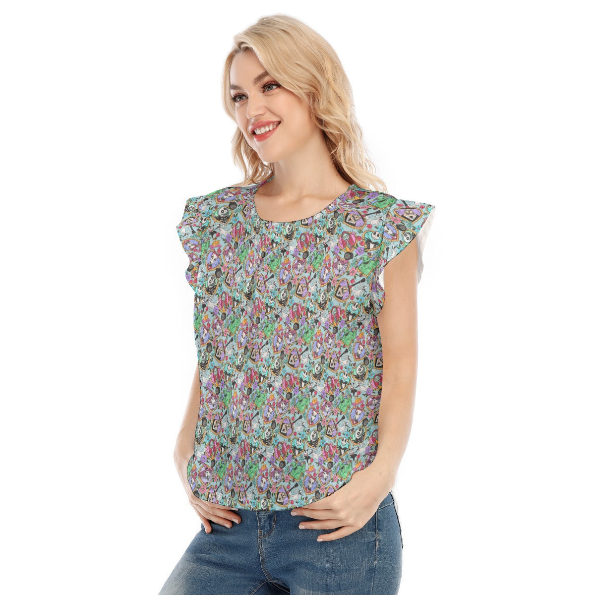 Tattoo Hearts Spooky Crew - Women’s Flutter Sleeve Top