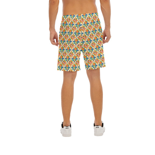 Retro Citrus Play - Men’s Pocket Beach Shorts