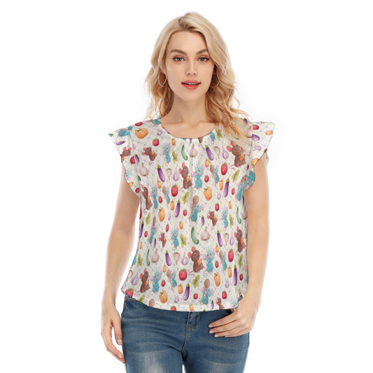 Ratatouille Veggies - Women’s Flutter Sleeve Top