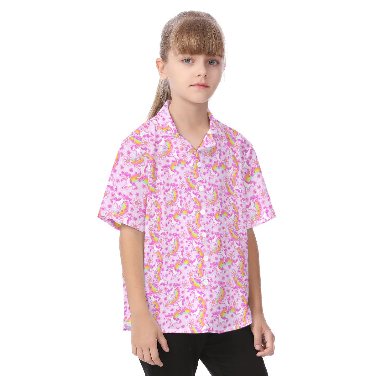 Unicorn Rainbows - Kid's Hawaiian Button Up Shirt