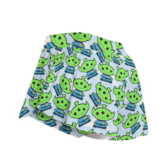 Little Green Space Aliens - Women's Flowy Pocket Shorts