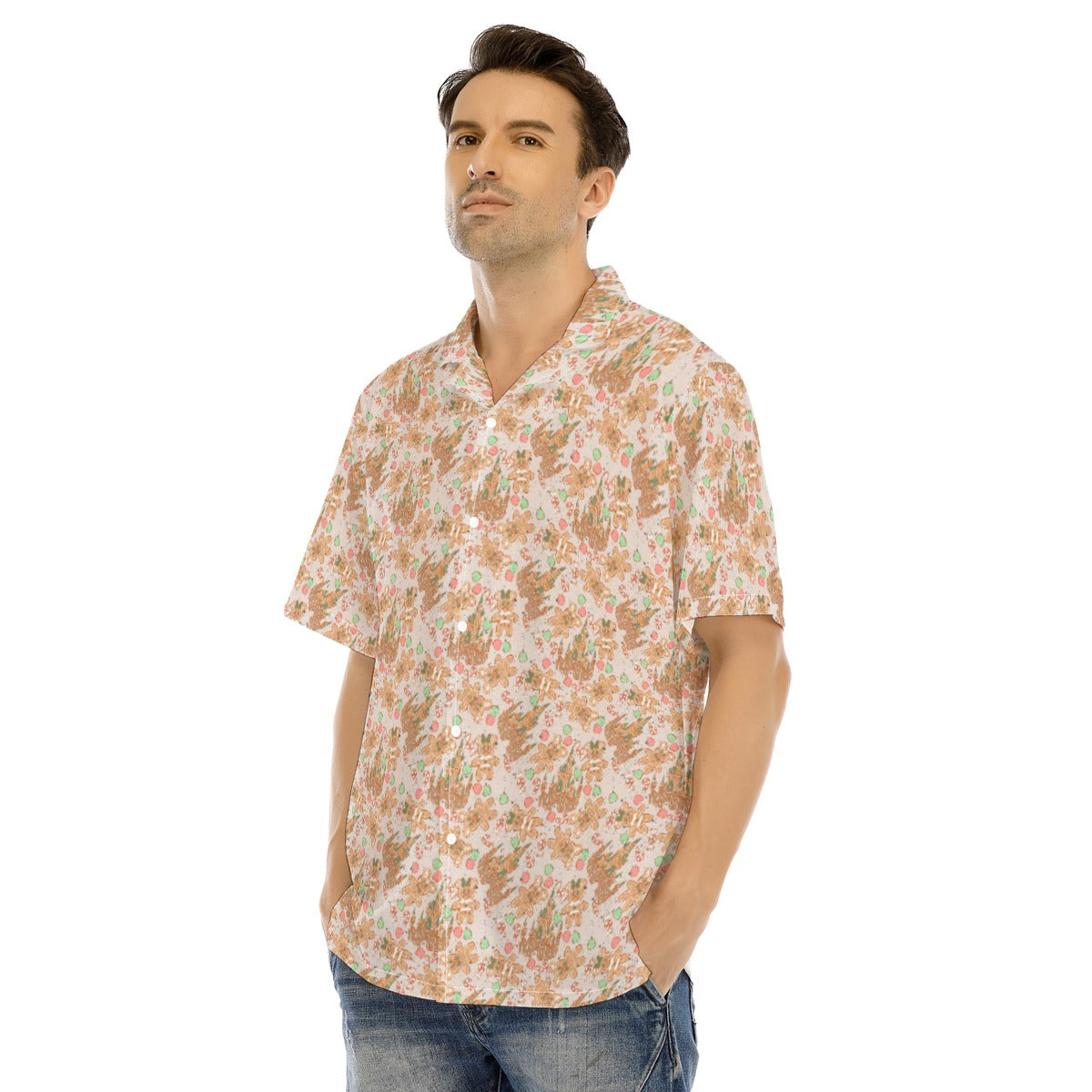 Festive Gingerbread Treats - Men's Hawaiian Button Up Shirt