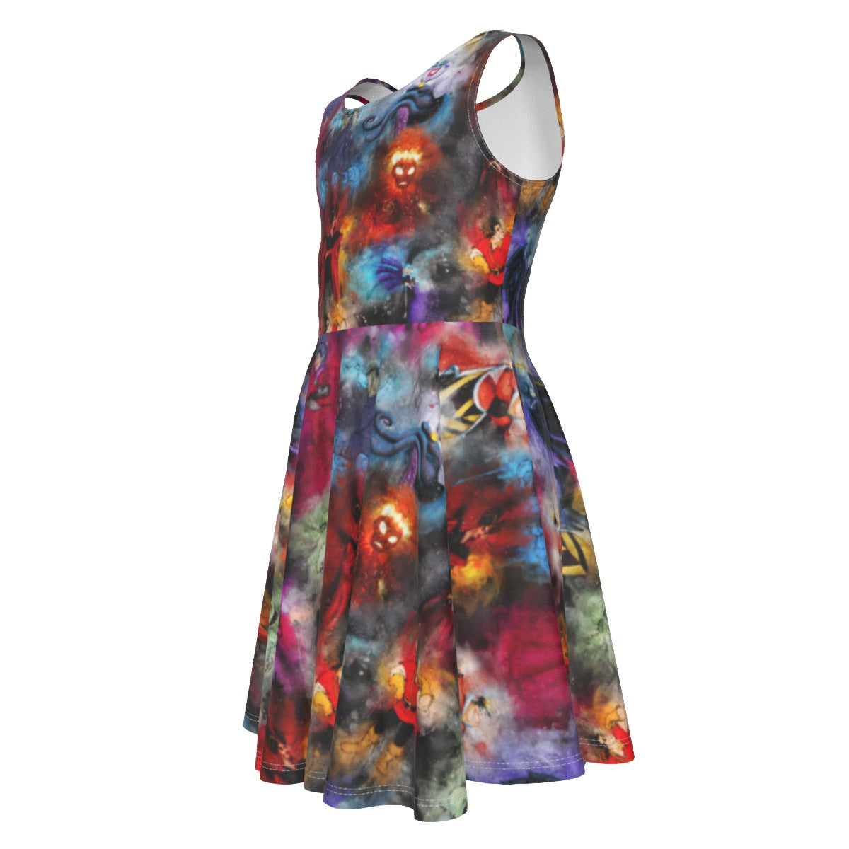Watercolor Wicked Villains- Kid's Sleeveless Skater Dress