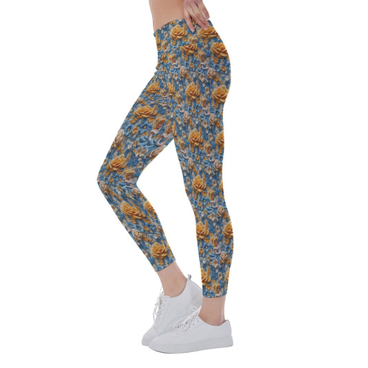 Regal Embroidered Royal Maiden - Women's Yoga Leggings