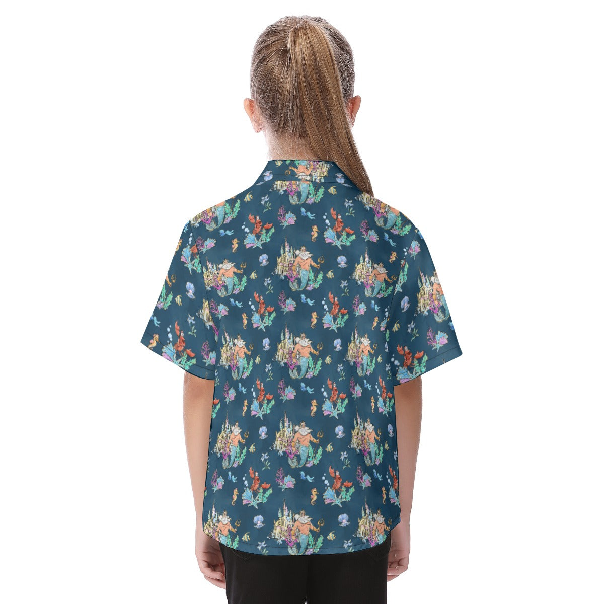 Whimsical Sea King and Crab - Kid's Hawaiian Button Up Shirt