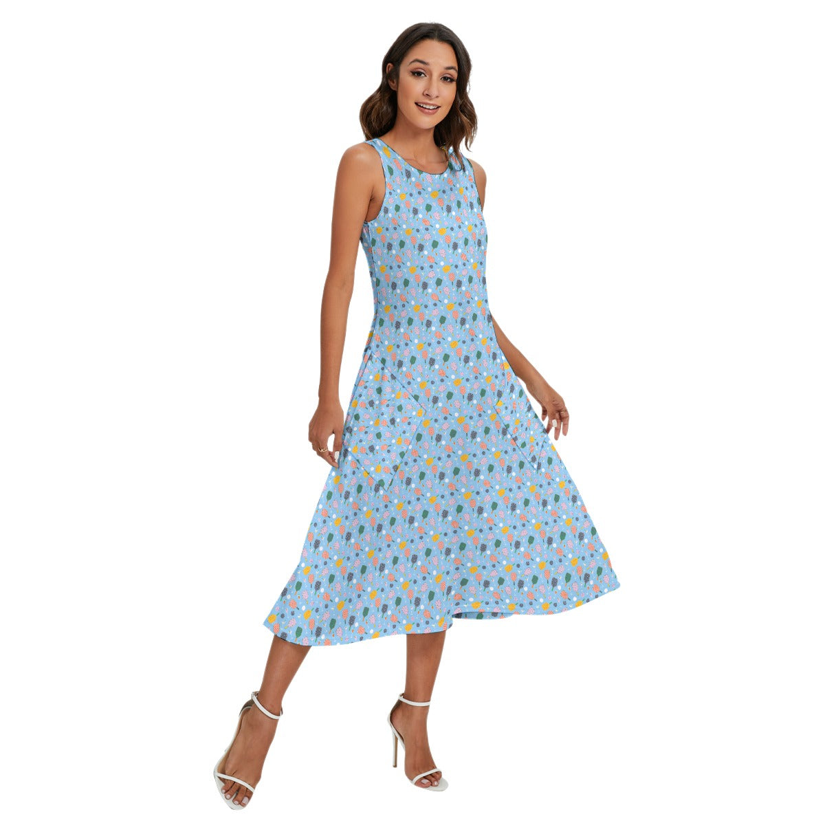 Pickleball and Cocktails - Women’s Diagonal Pocket Midi Dress