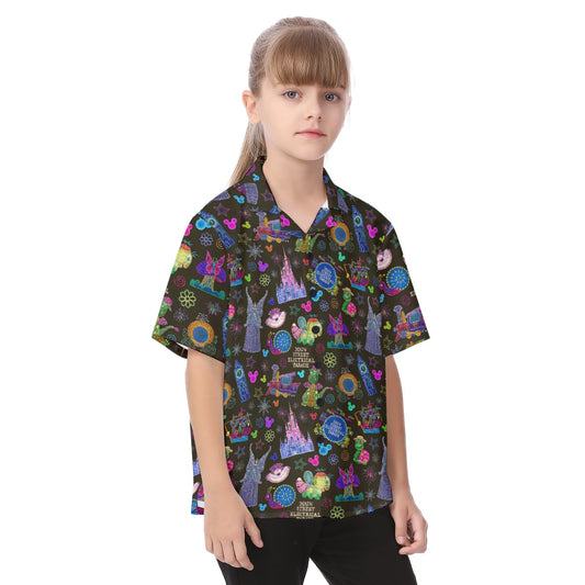 Main Street Neon Parade - Kid's Hawaiian Button Up Shirt