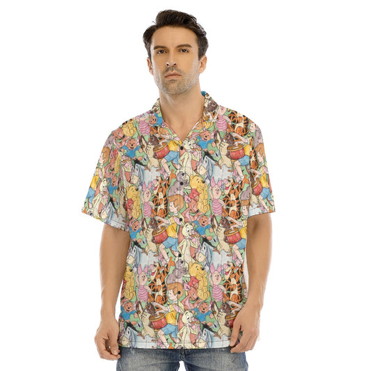 Sketched Hundred Acre Crew - Men's Hawaiian Button Up Shirt