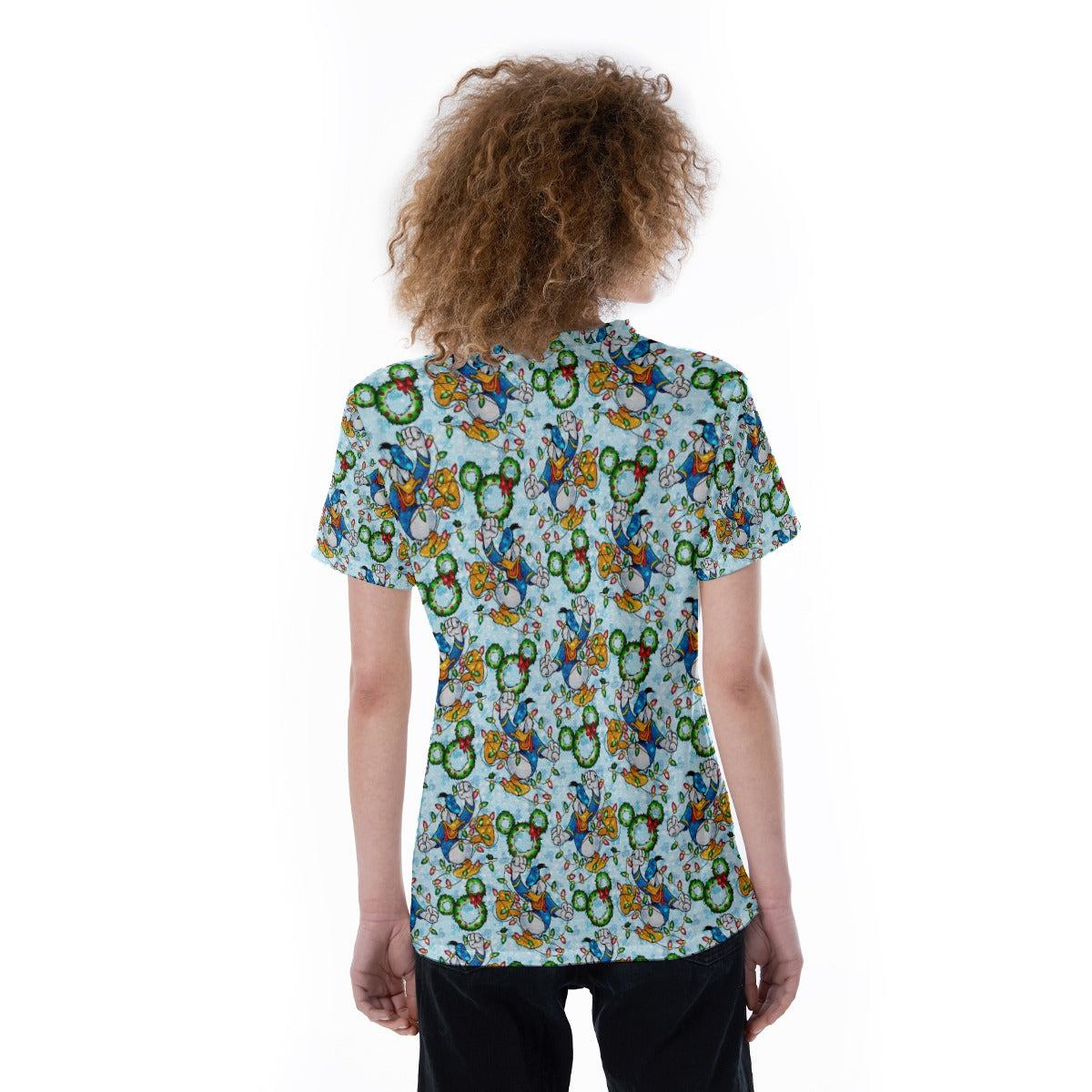 Duck’s Holiday Lights Tangle - Women's Short Sleeve V-Neck T-Shirt