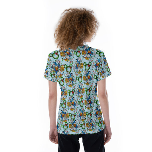 Duck’s Holiday Lights Tangleghts - Women's Short Sleeve V-Neck T-Shirt