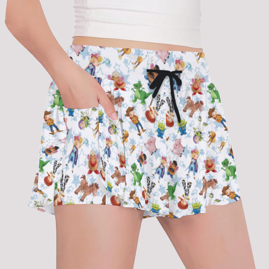 Playful Toy Friends - Girls’ Flowy Pocket Shorts
