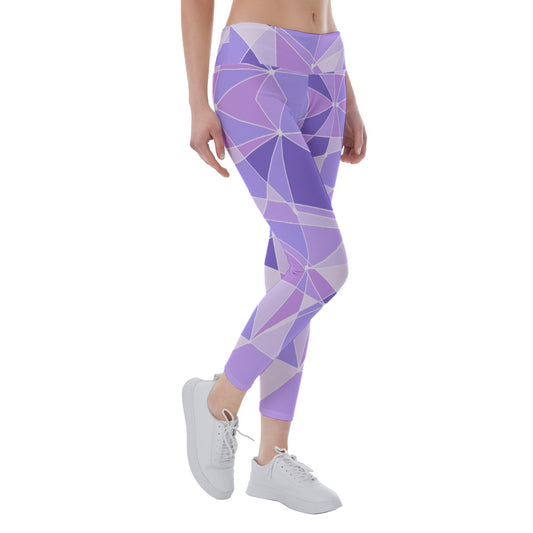 Geometric Purple Wall - Women's Yoga Leggings