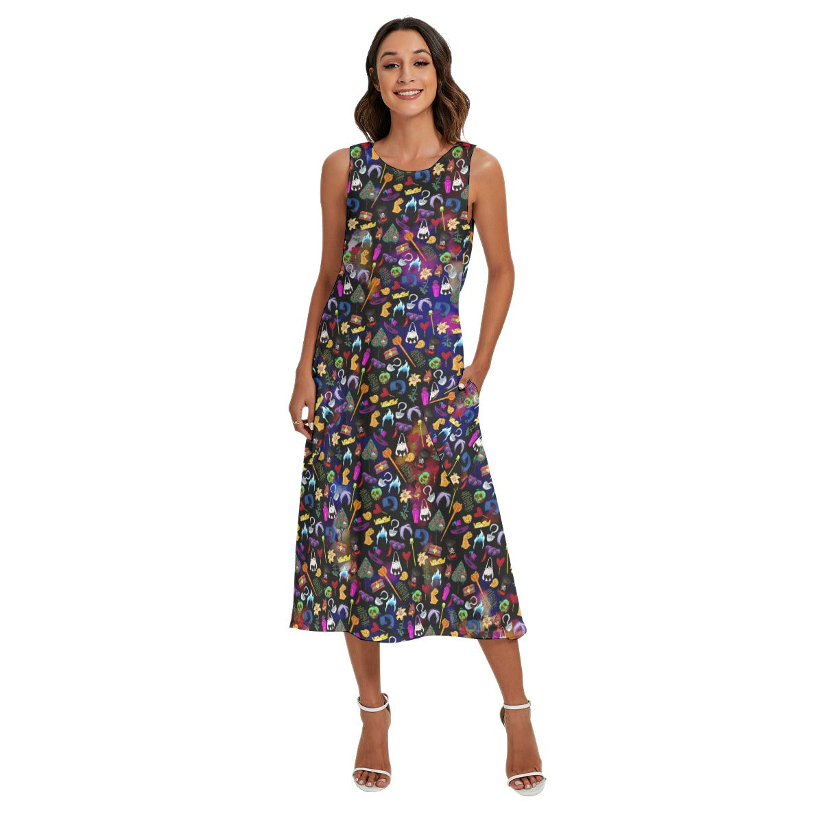 Villainous Icons Collage - Women’s Diagonal Pocket Midi Dress