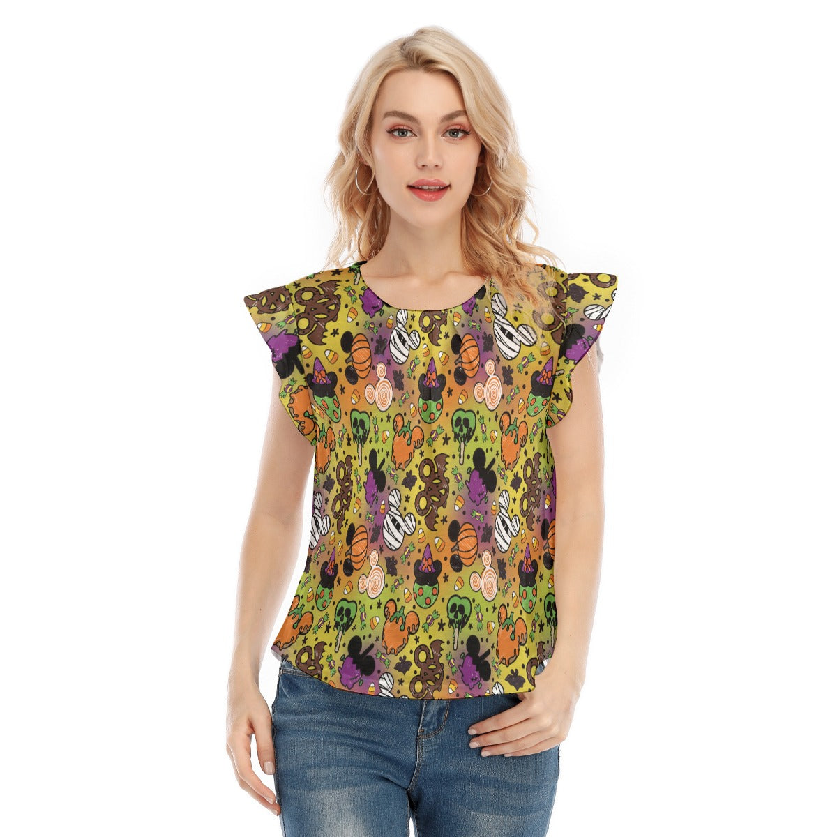 Monster Snacks Treats - Women’s Flutter Sleeve Top