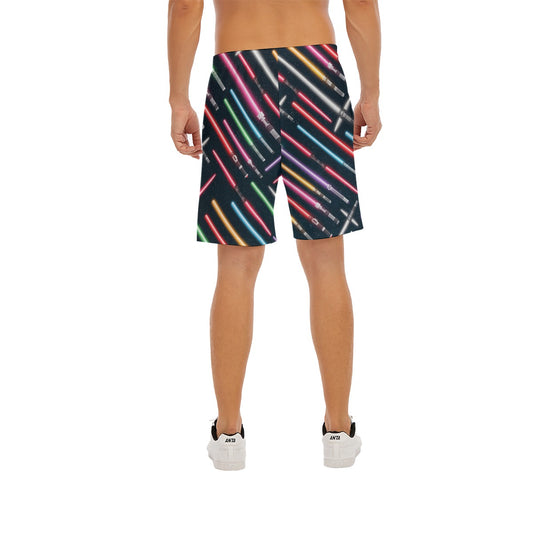 Vibrant Galaxy Sabers - Men’s Pocket Beach Shorts