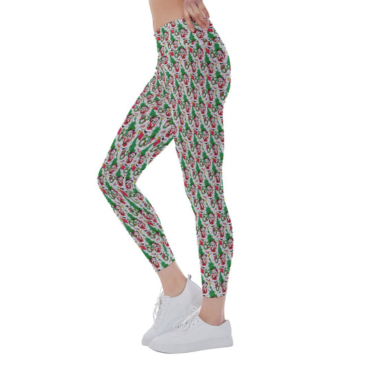 Santa Mouse with Sparkle - Women's Yoga Leggings