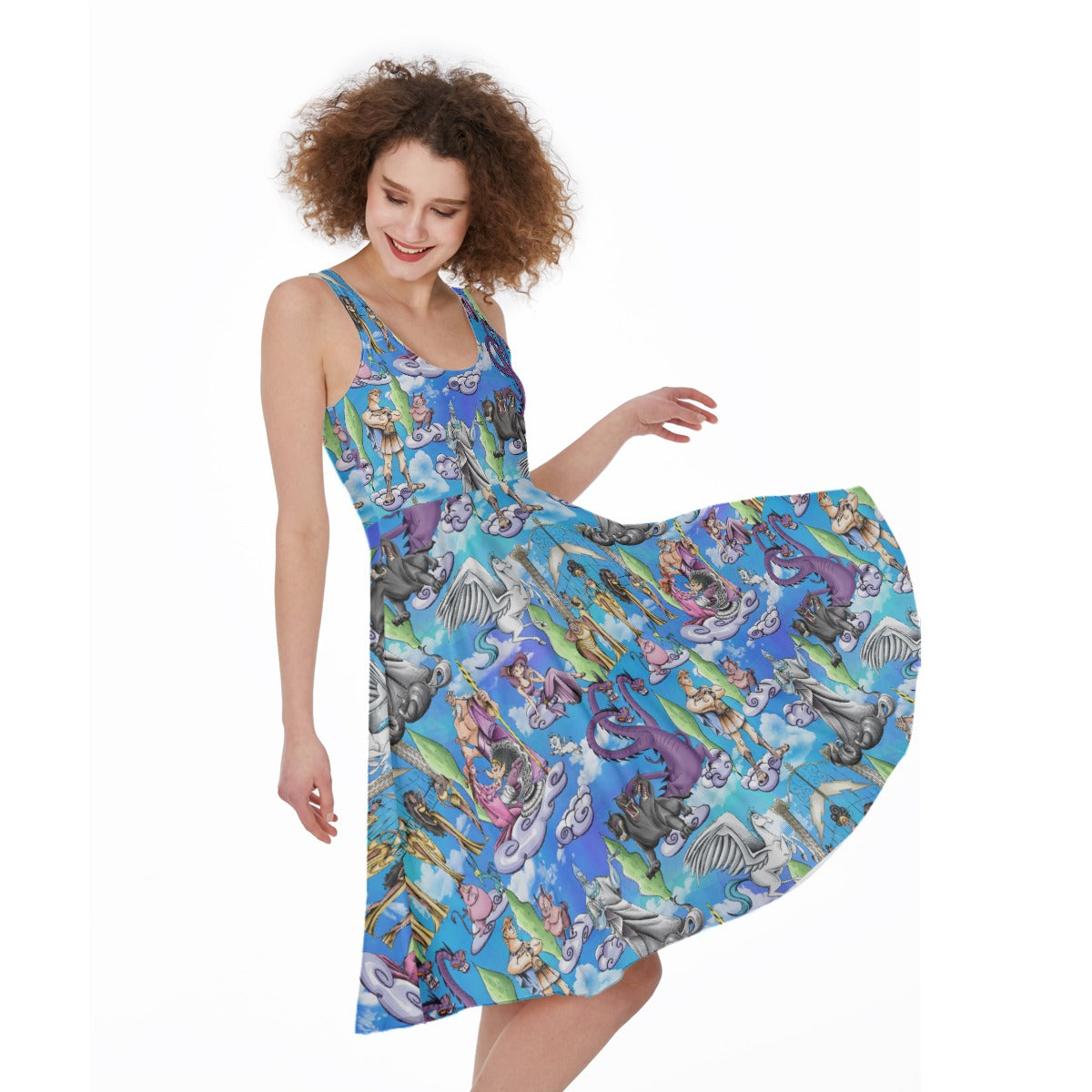Mythic Hero Chaos Clouds - Pocket Midi Skater Dress