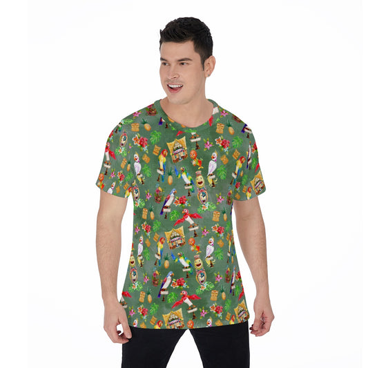 Orange Bird & Tiki Friends - Men's Short Sleeve T-Shirt
