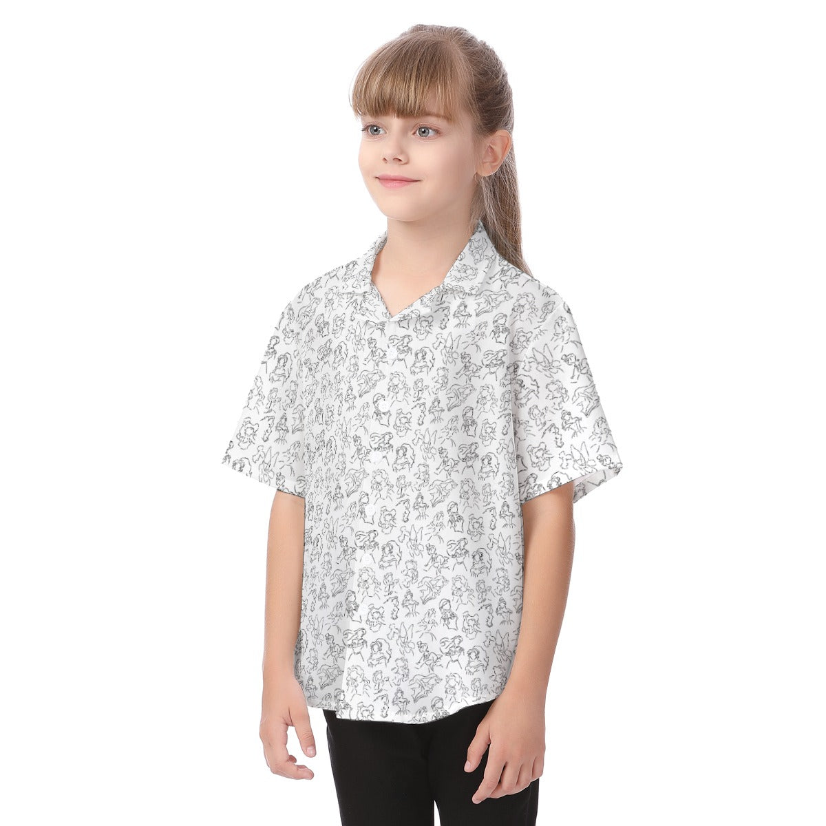 Monochrome Royal Silhouettes - Kid's Hawaiian Button Up Shirt