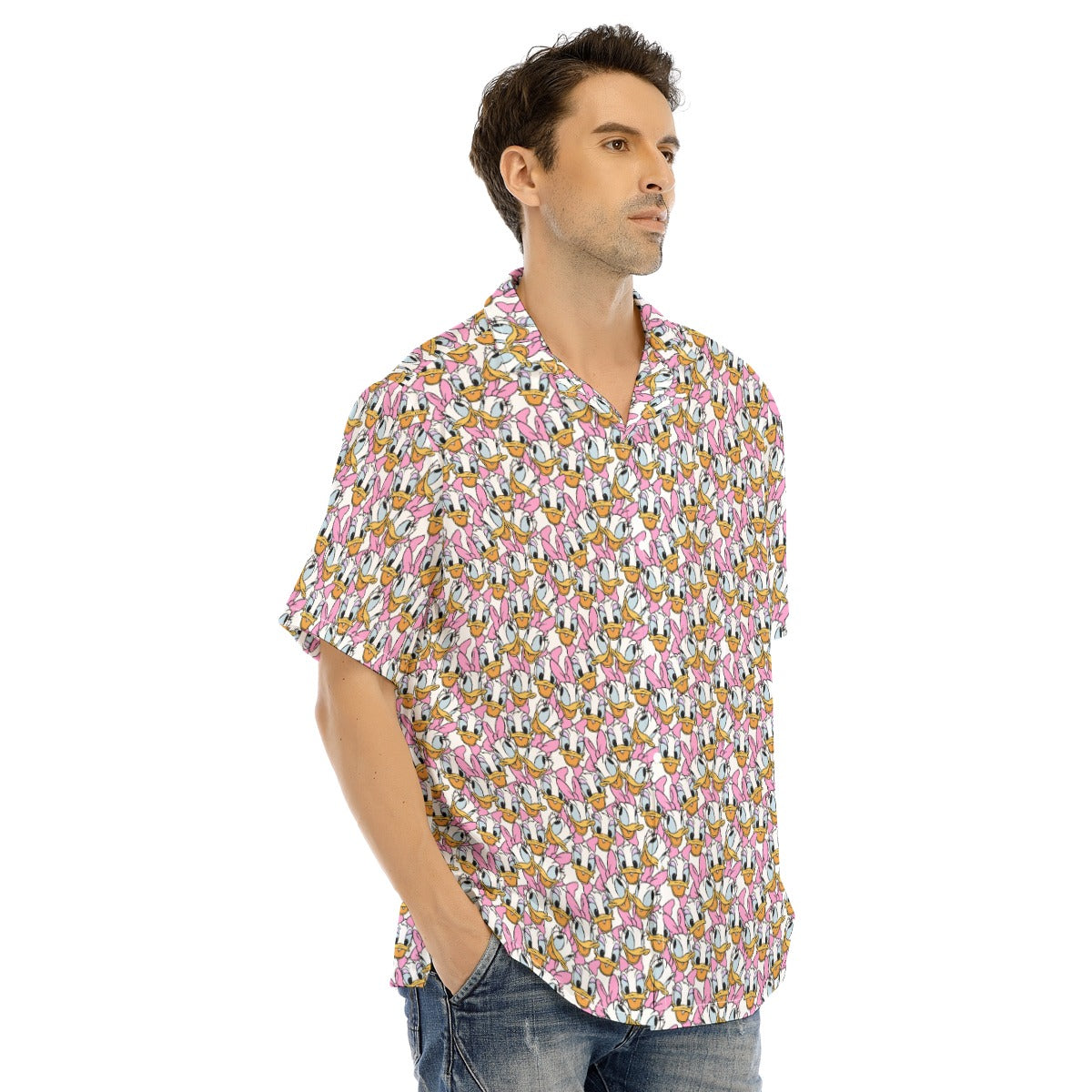 Many Faces of Sassy Duck - Men's Hawaiian Button Up Shirt