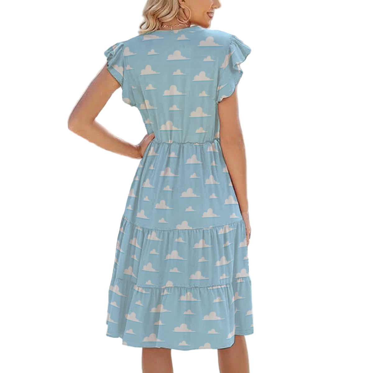 Andy’s Room Clouds - Women's Tiered Pocket Midi Dress