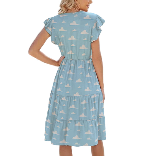 Andy’s Room Clouds - Women's Tiered Pocket Midi Dress