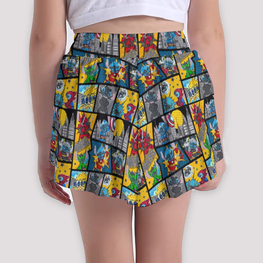 Superhero Stitch - Comic Action - Girls’ Flowy Pocket Shorts