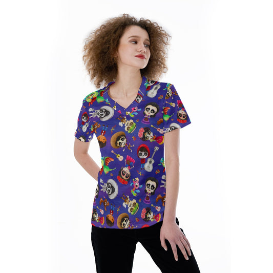 Poco Loco Día de Muertos - Women's Short Sleeve V-Neck T-Shirt