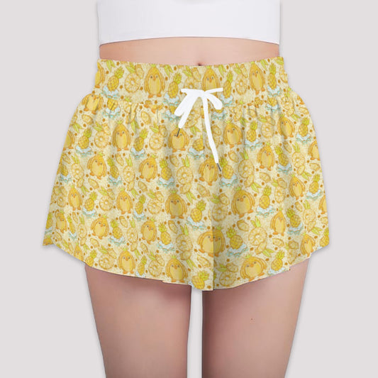 Fruitimals - Pineapple Penguins - Girls’ Flowy Pocket Shorts
