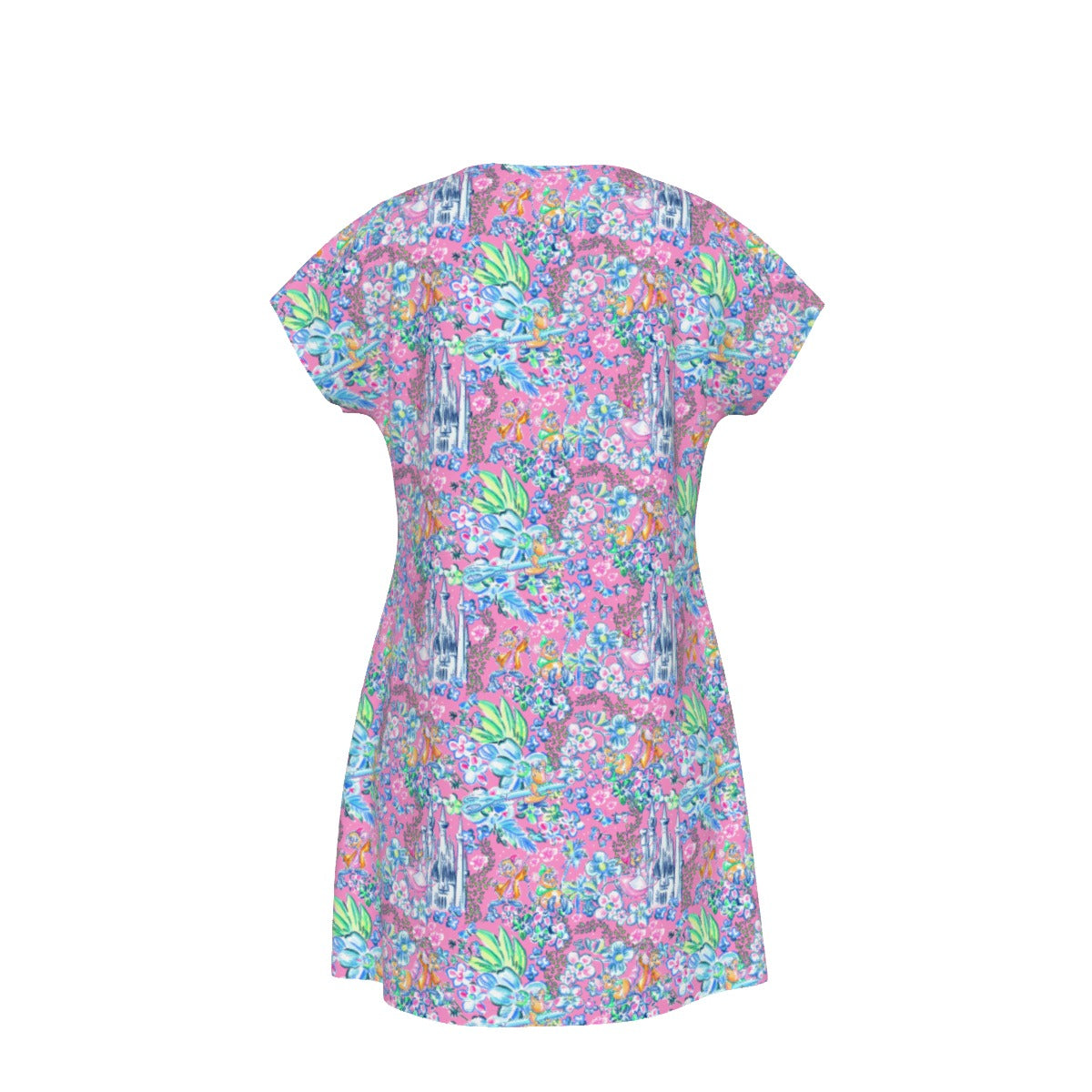 Bright Tropical Dreams - Enchanted Squeaky Helpers - Women's T-Shirt Dress