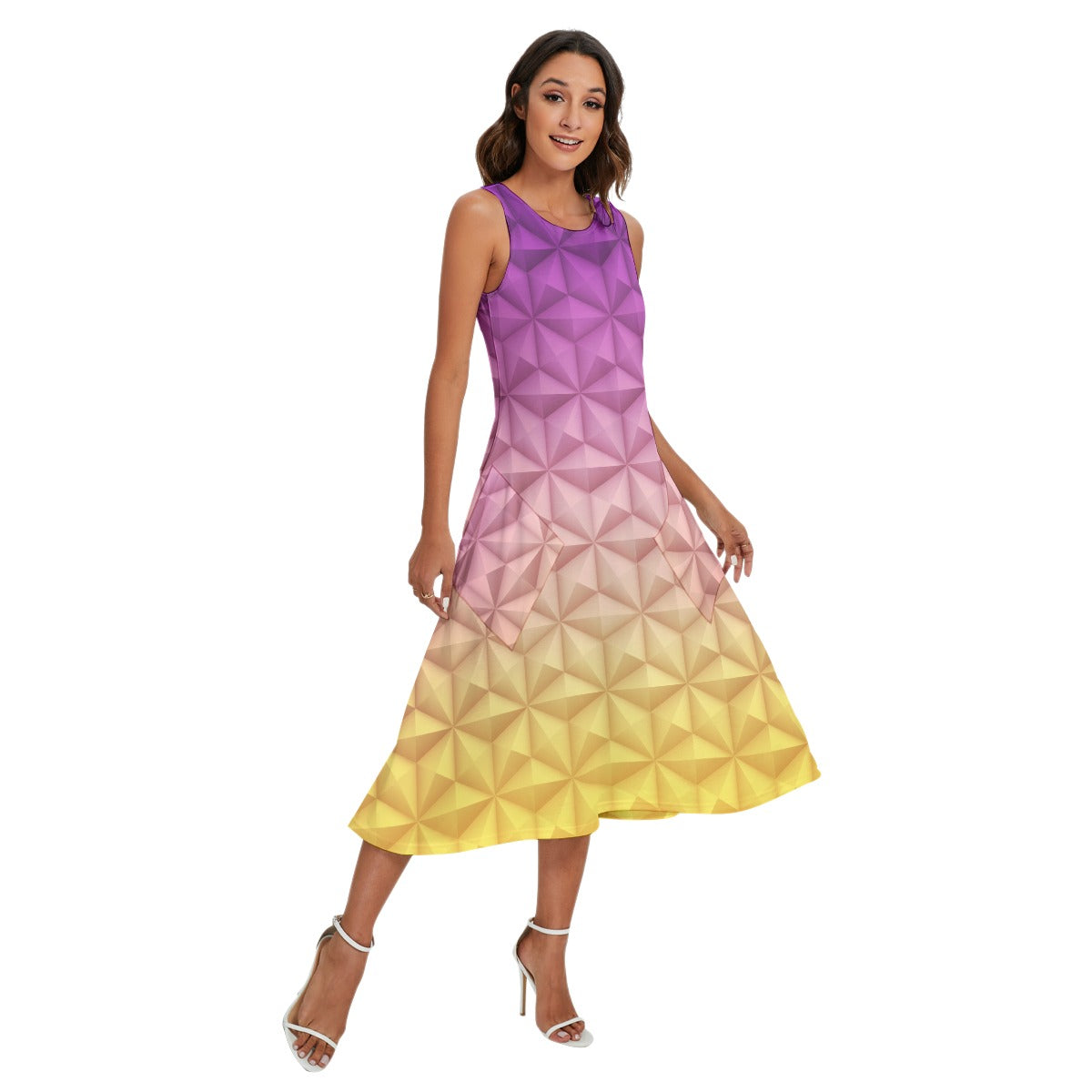 Geometric Spaceship Sphere - Women’s Diagonal Pocket Midi Dress