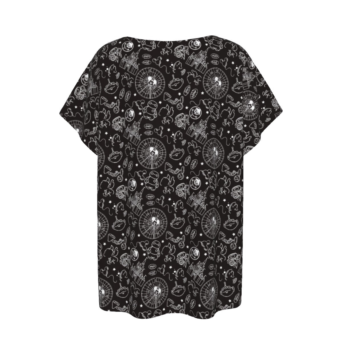 Monochrome Theme Park Icons - Women’s Relaxed Fit Scoop Tee