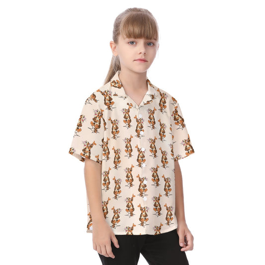 Sketched Bouncing Buddy - Kid's Hawaiian Button Up Shirt