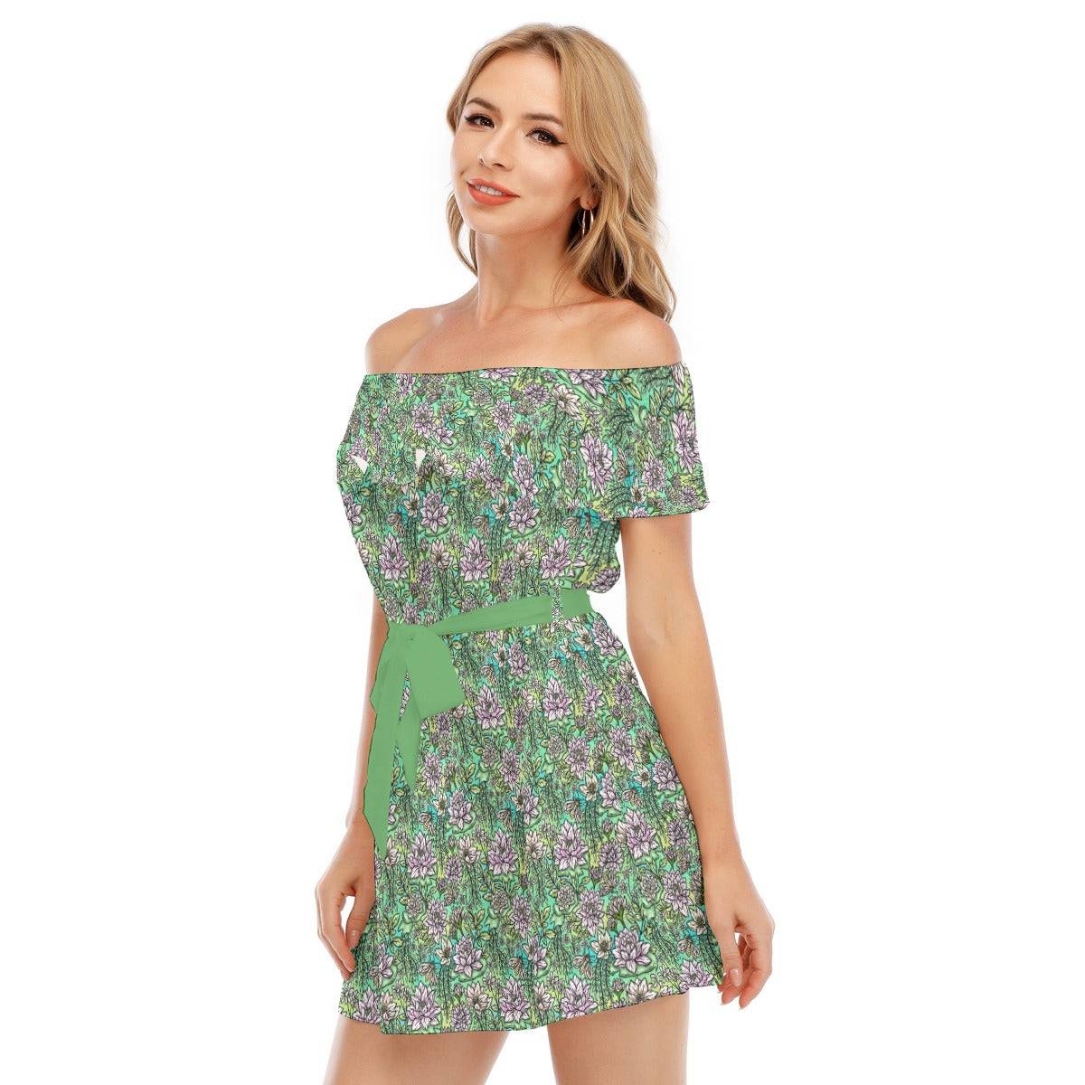 Fairytale Florals – Bayou Blooms - Women's Off-shoulder Ruffle Dress