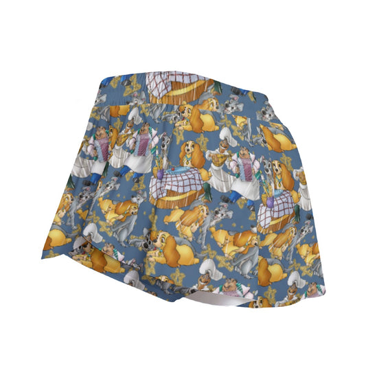 Puppy Love Sketchched - Women's Flowy Pocket Shorts