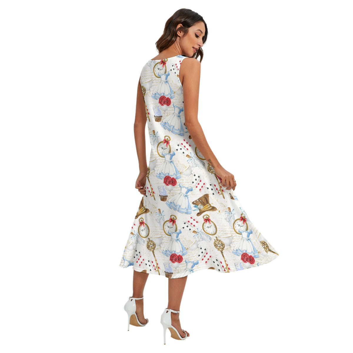 Curious Wonderland Icons - Women’s Diagonal Pocket Midi Dress