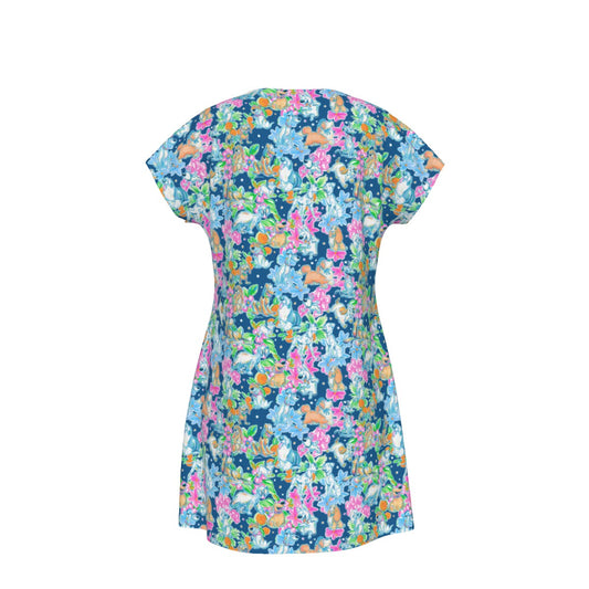 Tropical Paws & Petals - Beloved Dogs - Women's T-Shirt Dress