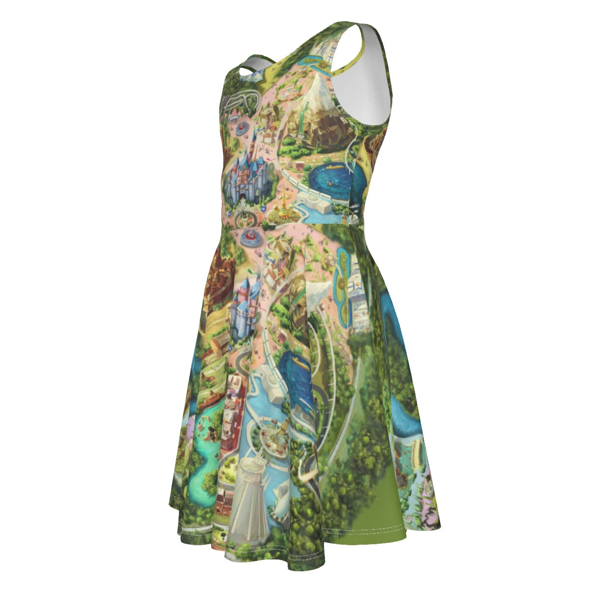 Colorful Theme Park Map - Kid's Sleeveless Skater Dress
