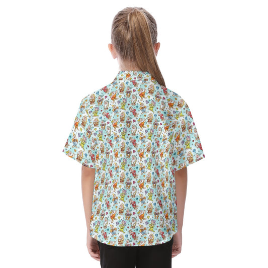 Seven Helpers Sketch - Kid's Hawaiian Button Up Shirt