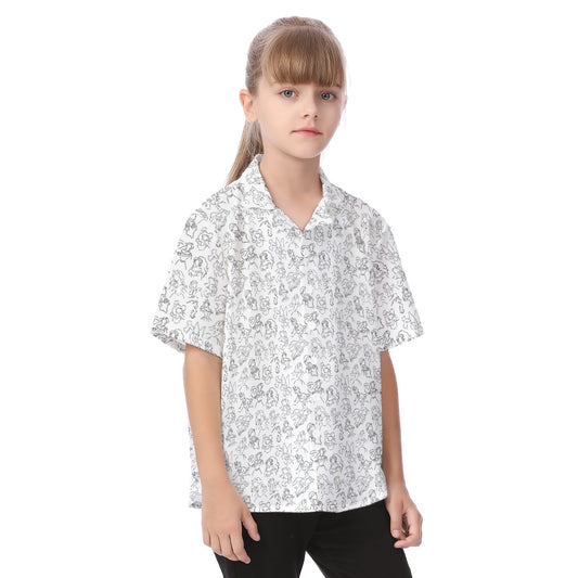 Monochrome Royal Silhouettes - Kid's Hawaiian Button Up Shirt
