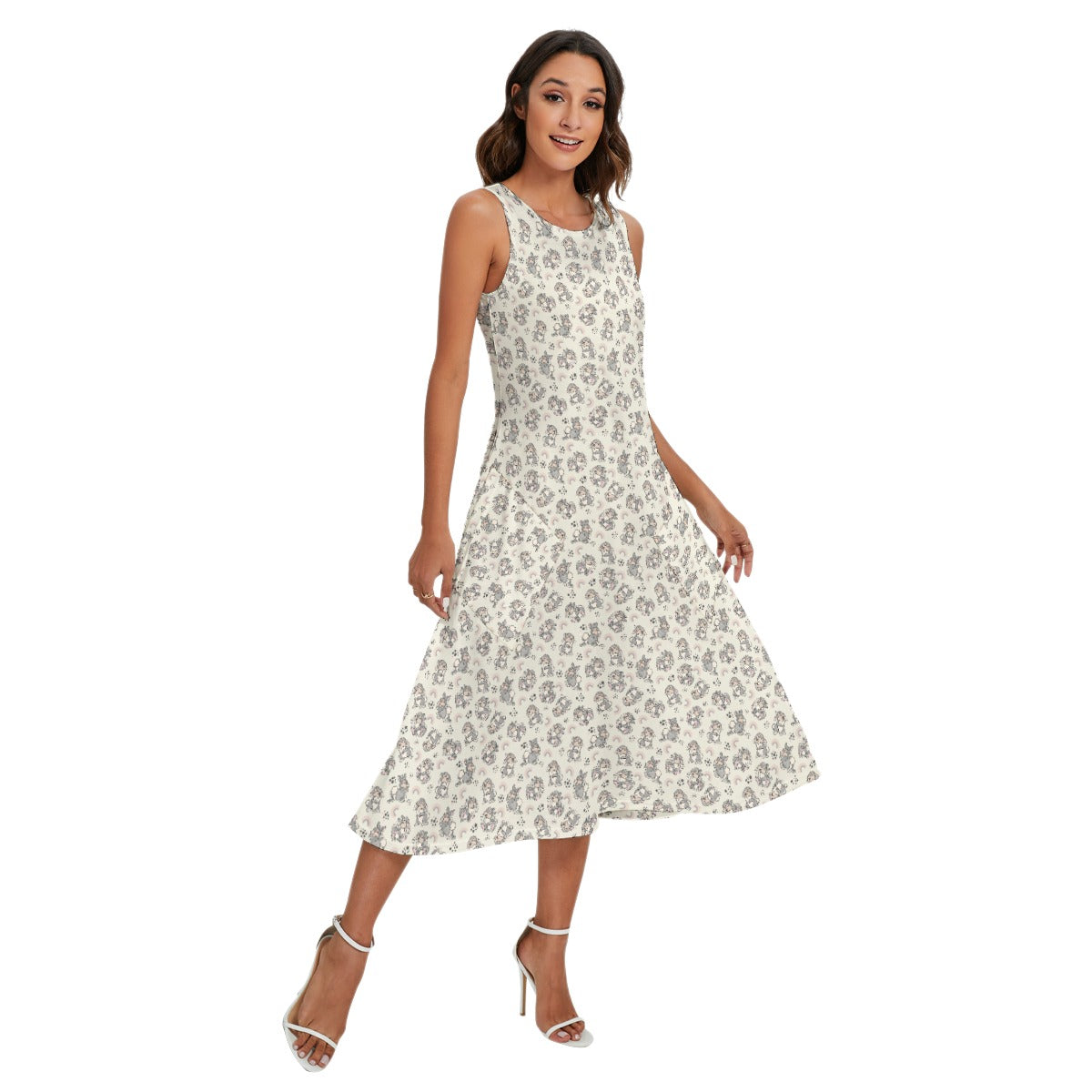 Bouncy Bunny Bliss - Women’s Diagonal Pocket Midi Dress