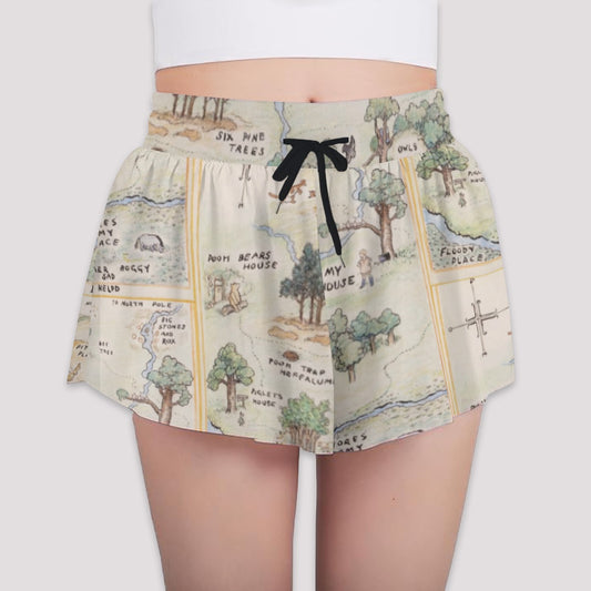 Hundred Acre Map - Girls’ Flowy Pocket Shorts