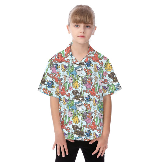 Fish Are Friends Reef - Kid's Hawaiian Button Up Shirt