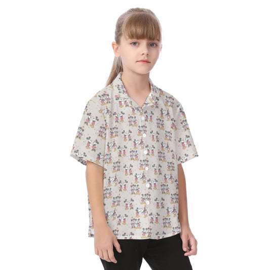 Retro Mouse & Partnernnie - Kid's Hawaiian Button Up Shirt